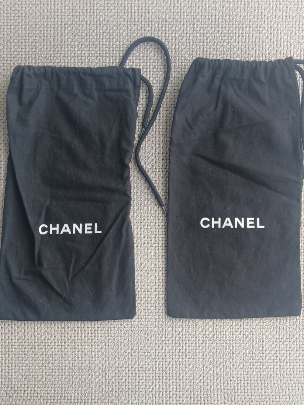 CHANEL Black Drawstring Logo Dust Bags - Pair